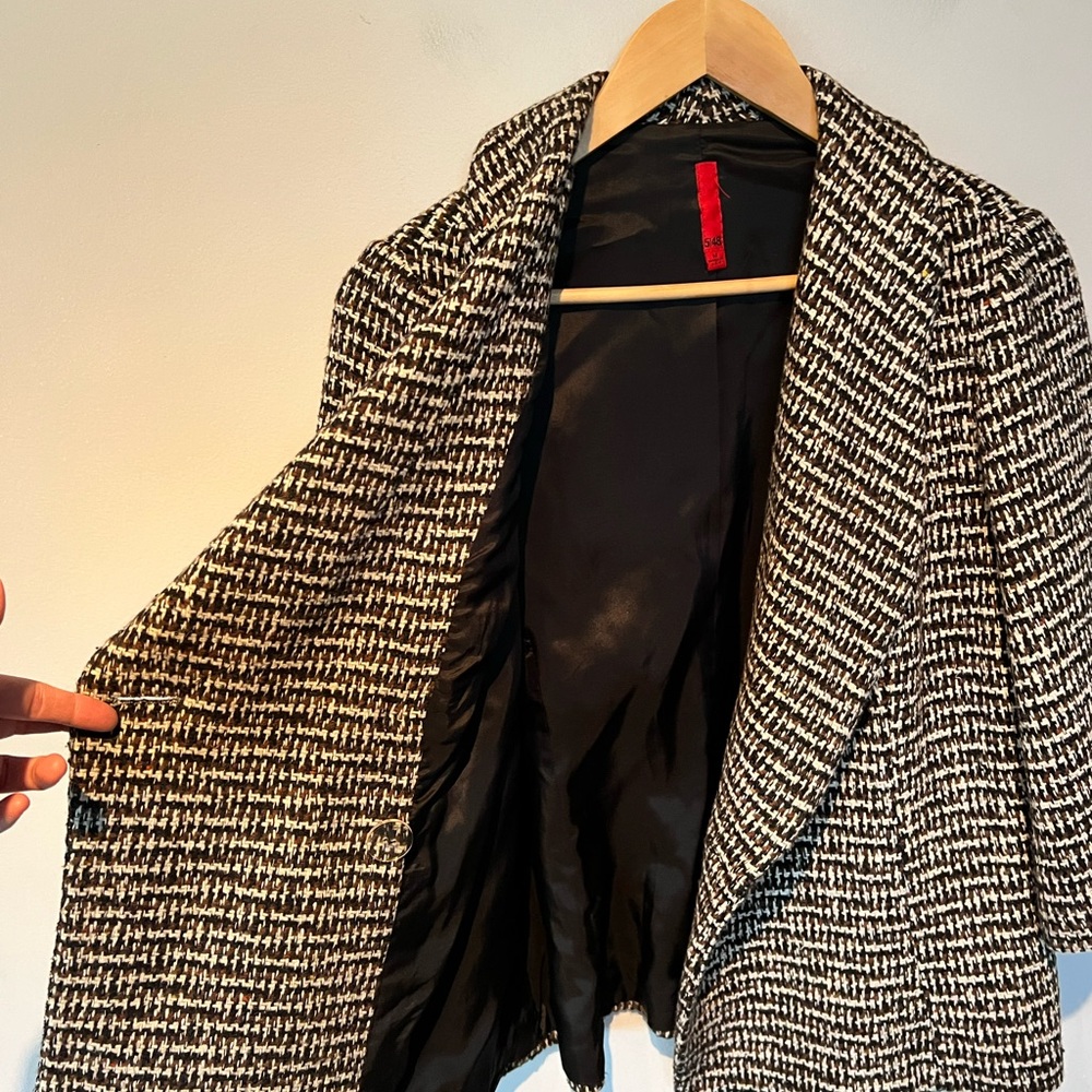 5/48 Saks Fifth Avenue tweed belted bell sleeve coat Medium - Picture 4 of 6